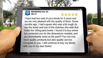 BlindsOnline.com Impressive Five Star Review by Mari B