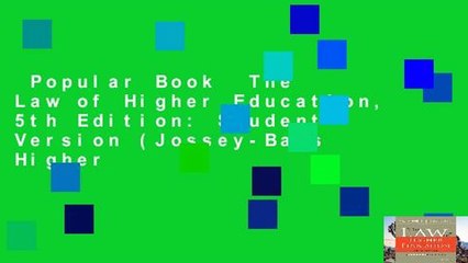 Popular Book  The Law of Higher Education, 5th Edition: Student Version (Jossey-Bass Higher