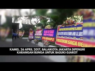 Lautan Karangan Bunga Ahok Djarot di Balai Kota