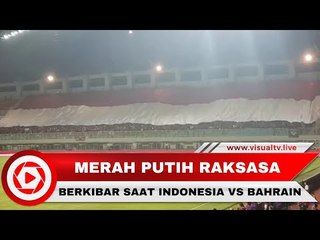Bendera Merah Putih Besar Berkibar di Stadion Pakansari Jelang Timnas Indonesia Vs Bahrain