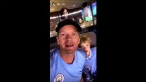 American actor Neil Patrick Harris cheers for United while wearing a City shirt!