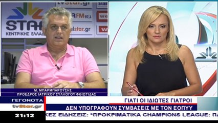 Ο Μ. Μπαρμπαρούσης για την μικρή συμμετοχή γιατρών σε συμβάσεις του ΕΟΠΥΥ