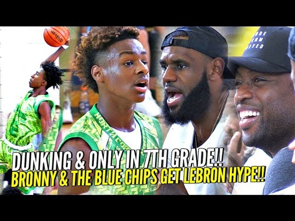 LeBron James & D-Wade Watch Bronny GET SHIFTY & CRAZY Dunking 7th Grader!! SHAREEF WAS THERE TOO!