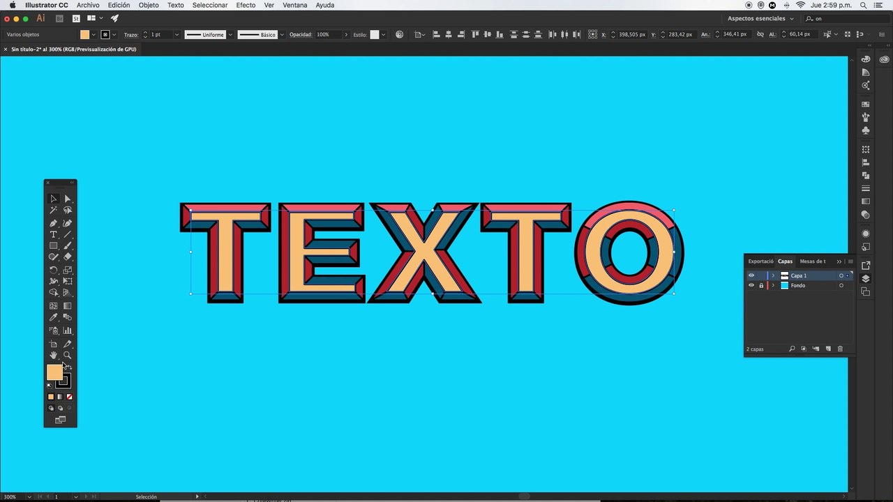 Illustrator Tutorial | Creando un Texto Biselado | Creating a Chiseled Text