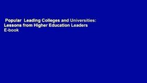 Popular  Leading Colleges and Universities: Lessons from Higher Education Leaders  E-book