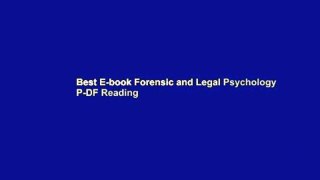 Best E-book Forensic and Legal Psychology P-DF Reading