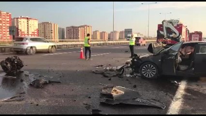 Kuzey Marmara Otoyolunda Kaza Yapan Aracın Motoru Yola Fırladı