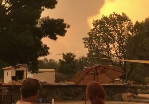 Flames From Carr Fire Tower Over Redding, California