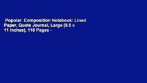 Popular  Composition Notebook: Lined Paper, Quote Journal, Large (8.5 x 11 inches), 110 Pages -