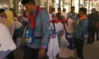 450 Jemaah Calon Haji Tiba di Asrama Haji Sudiang, Makassar