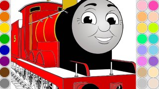 Coloring JAMES train for kids. Drawing animation Thomas and Friends. Colouring book pages