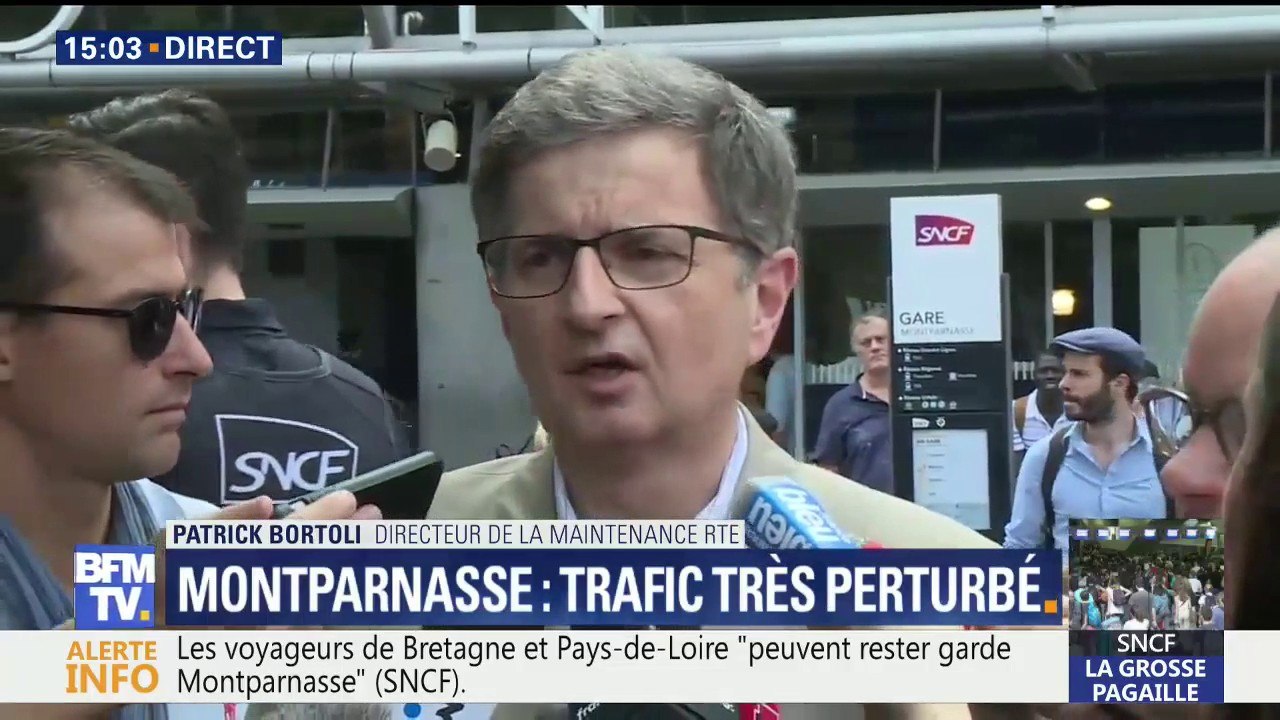 Montparnasse à l'arrêt: "Un feu s'est déclaré dans des galeries souterraines qui amènent nos câbles entre le poste électrique et la gare" (RTE)