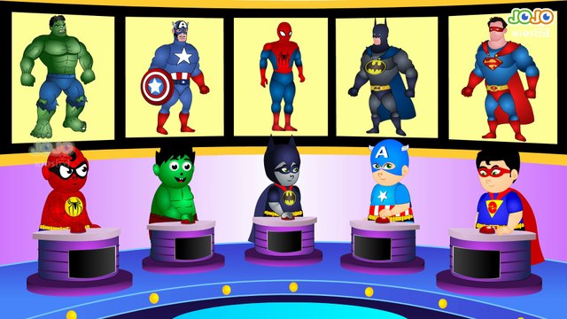 superheroes Kids Play Buzzer Game Kids Nursery Rhyme  | Superheroes Finger Family Rhymes