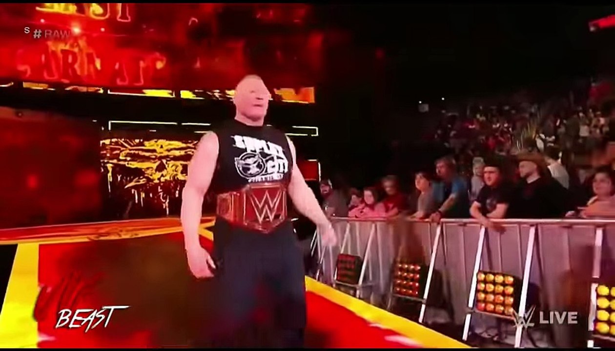 WWE RAW 30 July 2018 Highlights Roman Reigns Attacks Brock Lesnar Fan made