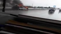 Tosya’da Trafik Kazası sonrası yaşlı çiftin olduğu otomobil alev alev yandı
