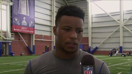 Barkley talks through early camp progress, gets advice from LT