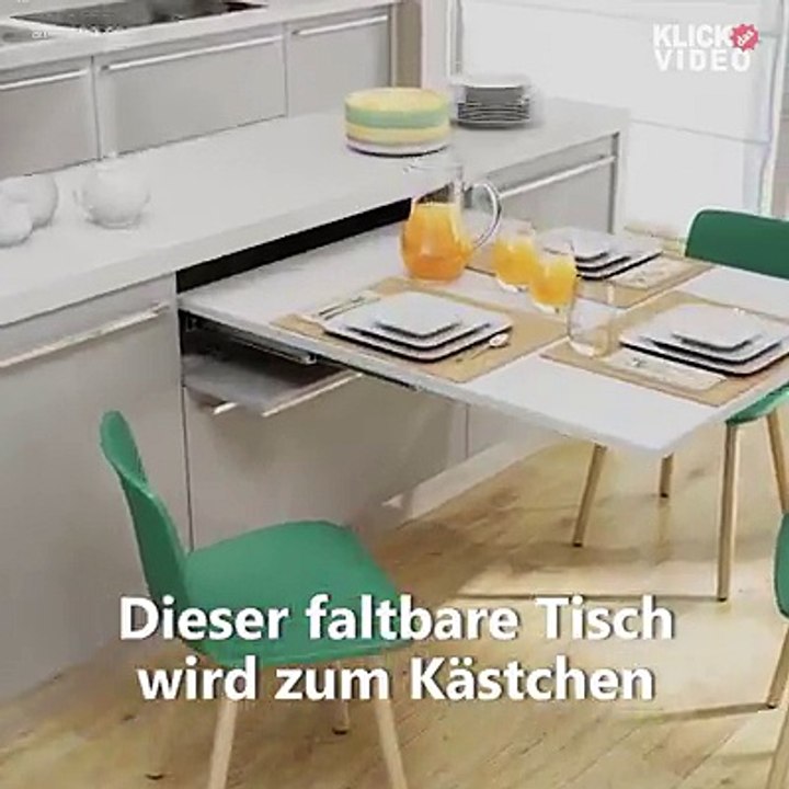 Dieser Tisch verwandelt sich in ein Kästchen! Die platzsparende Lösung für kleine Häuser. Entdecke mehr: Website>   Facebook>