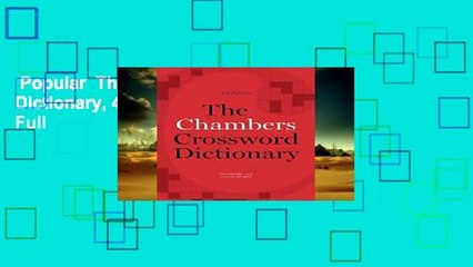Popular  The Chambers Crossword Dictionary, 4th Edition  Full