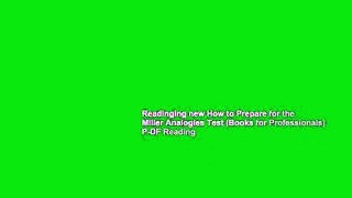 Readinging new How to Prepare for the Miller Analogies Test (Books for Professionals) P-DF Reading