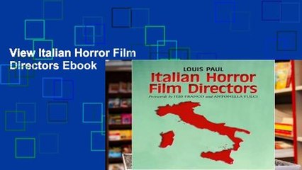 View Italian Horror Film Directors Ebook