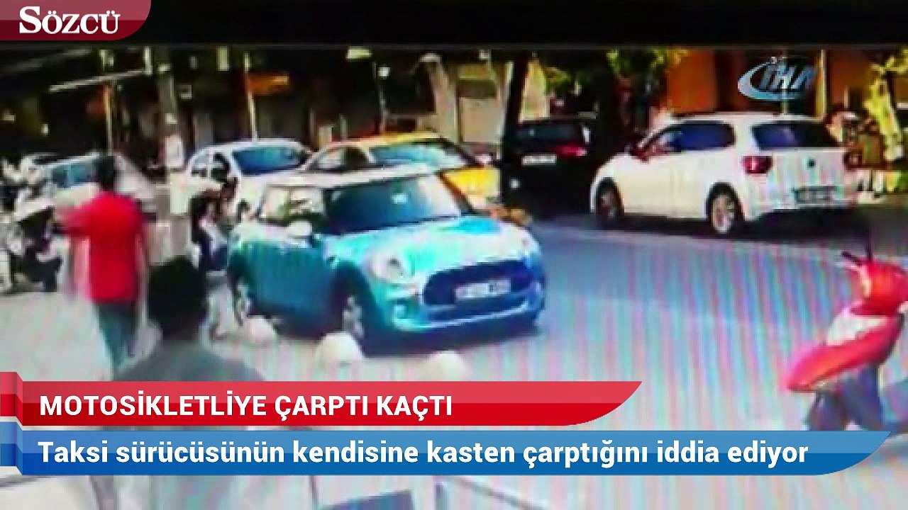 Taksici motosikletliye çarpıp kaçtı