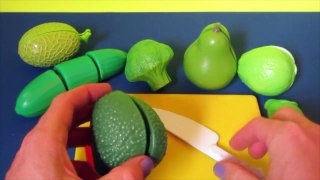 Toy Cutting Velcro Green Fruits and Vegetables Kiwi Pear Cucumber Broccoli