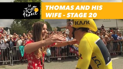 Geraint Thomas retrouve sa femme sur la ligne / meets his wife at the finish - Étape 20 / Stage 20 - Tour de France 2018