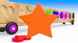 Learn Shapes and Colors with The Wooden Shapes Truck Carrying A Lot of Shapes for Kids