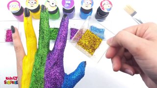 Learn Colors Finger Family Hand Body Paint Nursery Rhymes Song Glitter