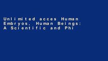 Unlimited acces Human Embryos, Human Beings: A Scientific and Philosophical Approach Book