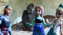 Frozen toys visit the ZOO animals funny parody
