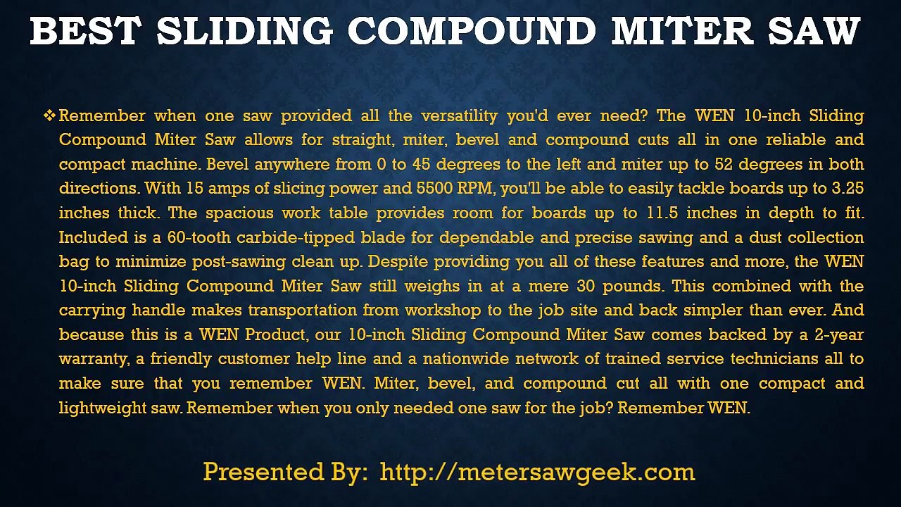 Wen 70716 10 Inch Sliding Compound Miter Saw Review - YouTube