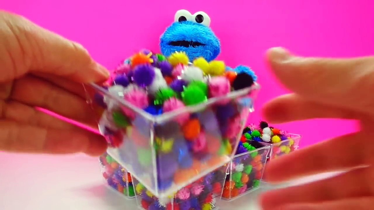 Surprise Egg ABCs! Learn the Alphabet with Surprise Eggs Cookie Monster Pom Poms