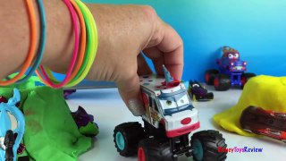 Disney Cars Toon Monster Truck Kinder Surprise Mater Lightning McQueen PlayDoh Race Track