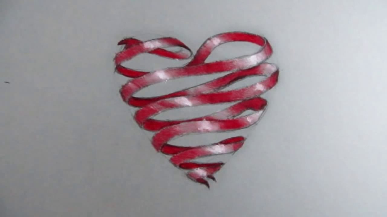 Comment dessiner un coeur d'amour: ruban rouge