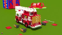 Juego de construcción: un camión de bomberos. Dibujos animados de camiones para niños en e