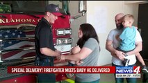 Oklahoma City Firefighter Reunited with Premature Baby He Delivered