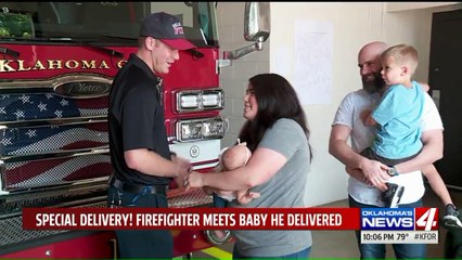 Oklahoma City Firefighter Reunited with Premature Baby He Delivered