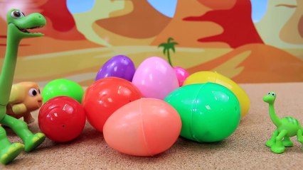 The Good Dinosaur Surprise Eggs with Mini Figurine Dinosaurs Opening by Arlo and Vivian