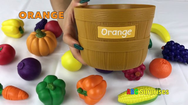 Learn Colors and Spelling Food Words With Fruits, Vegetables Toy Playset, And Egg Surprise