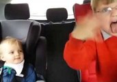 Brothers Dance to Upbeat Music in Mom's Car