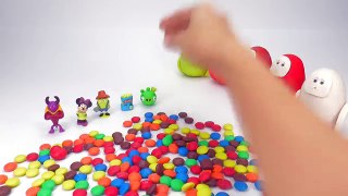 Learn Colors with M&Ms Play Doh Surprise Robots Toys Dora the Explorer Minnie Mouse Maya