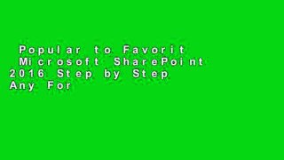 Popular to Favorit  Microsoft SharePoint 2016 Step by Step  Any Format