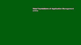 View Foundations of Application Management online