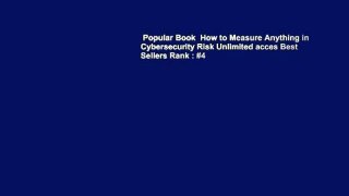 Popular Book  How to Measure Anything in Cybersecurity Risk Unlimited acces Best Sellers Rank : #4