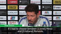 Diego Simeone explains his comments in regards to Cristiano Ronaldo being better than Lionel Messi in an average team before going on to choose which of the two