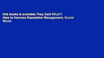 this books is available They Said What?! How to Harness Reputation Management, Social Media