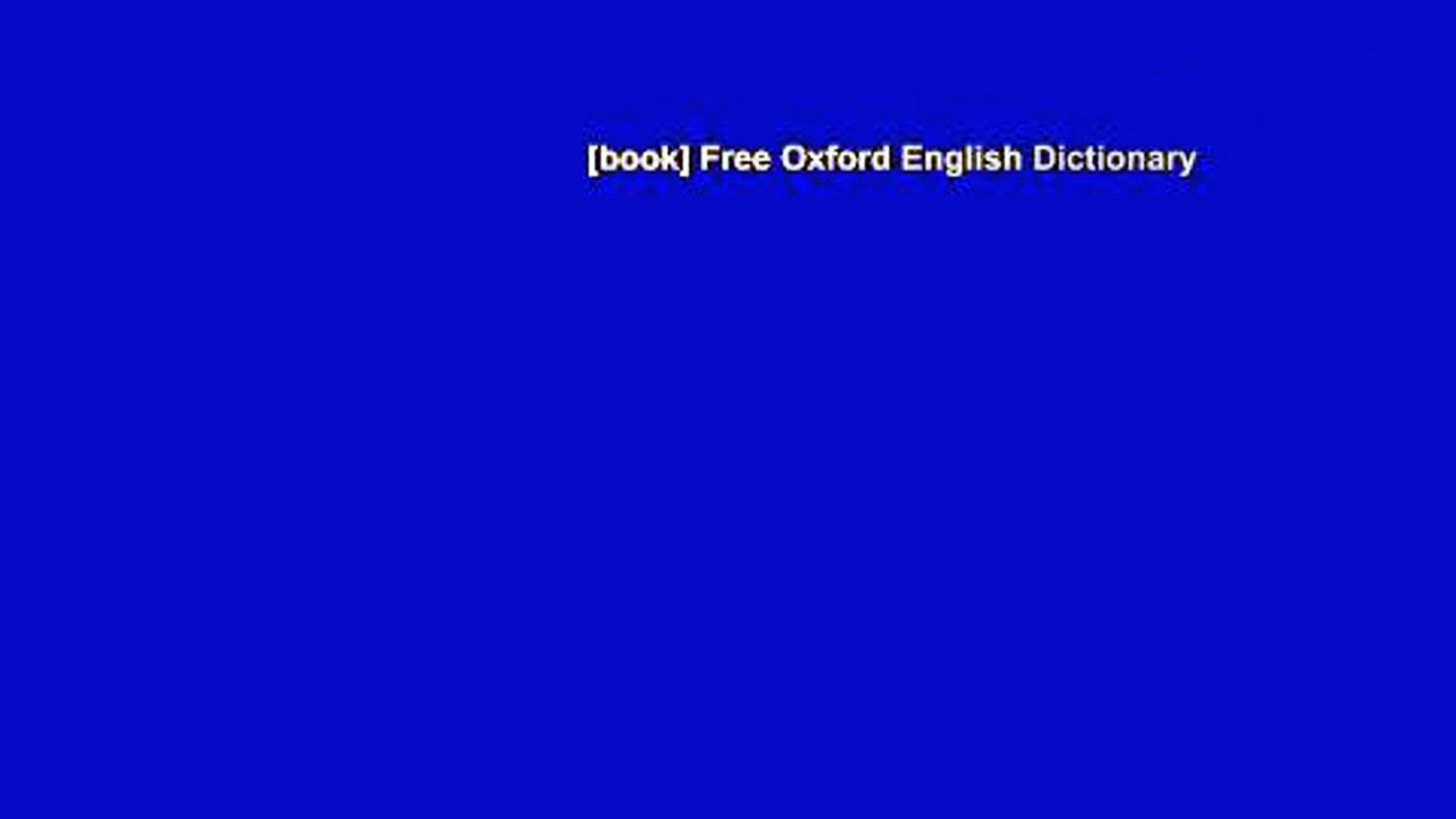 [book] Free Oxford English Dictionary