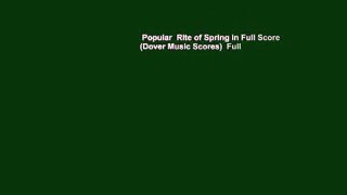 Popular  Rite of Spring in Full Score (Dover Music Scores)  Full