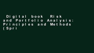 Digital book  Risk and Portfolio Analysis: Principles and Methods (Springer Series in Operations